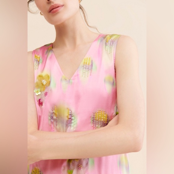 Anthropologie Siddhartha Bansal Flounced Embellished Maxi Shift Dress M - Picture 2 of 12